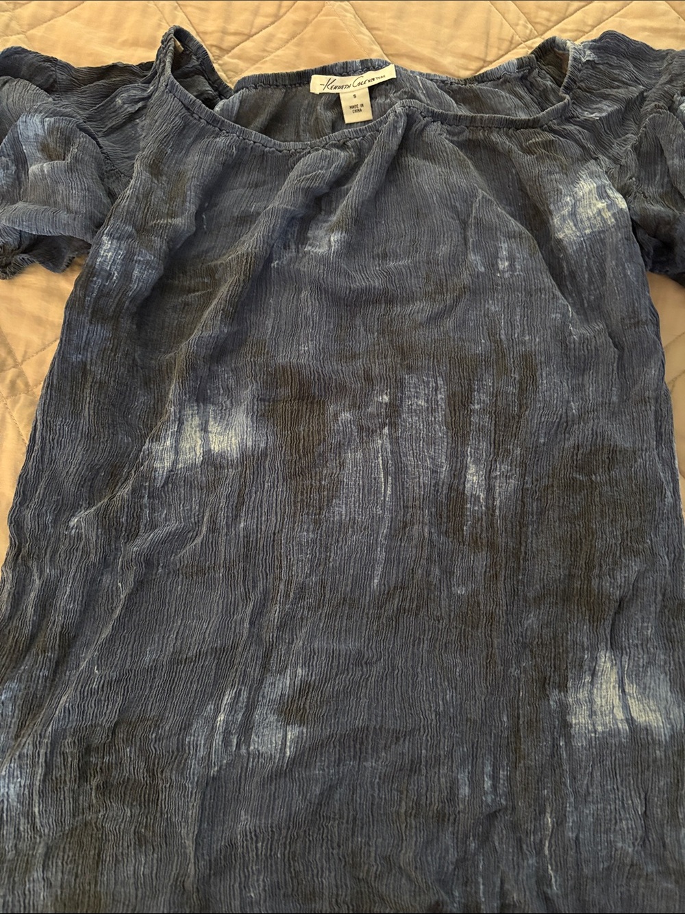 Kenneth Cole Textured Short Sleeve Top in Dusty Blue